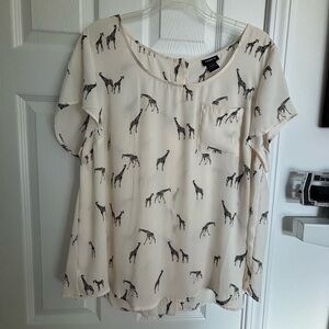 Torrid Cream Giraffe Print Blouse